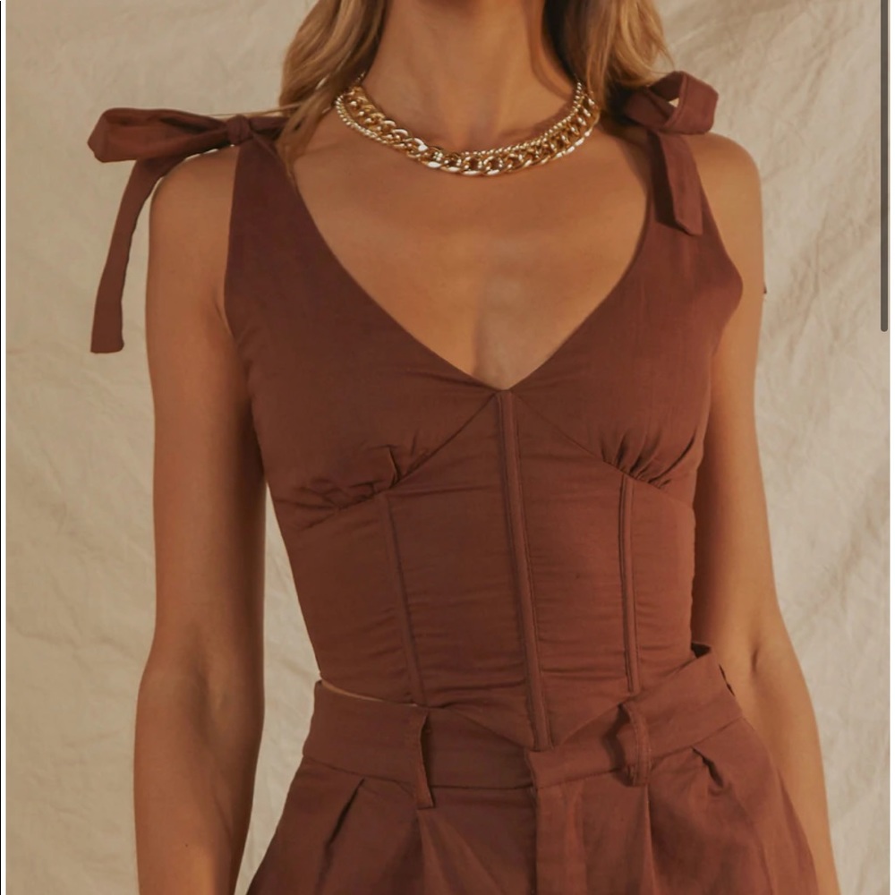 Pepper Mayo brown corset bustiers top